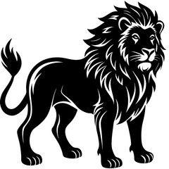 Majestic black silhouette illustration of a powerful lion s head symbolizing strength royalty and wild nature perfect for graphic design projects