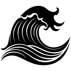 Seamless black silhouette illustration of a repeating abstract wave pattern perfect for backgrounds textiles and decorative graphic design applications