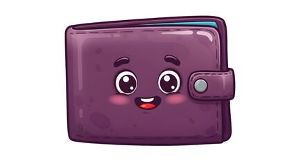 Cute cartoon wallet character with a happy face vector illustration for financial literacy and childrens content isolated on white background