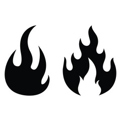 Two black fire silhouettes isolated on transparent background