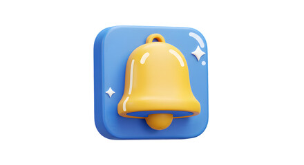 Fototapeta premium 3D rendering of a notification bell icon shiny and modern design isolated on white background for app interface