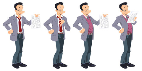 Businessman speaking and reading.