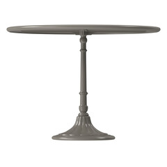 Elegant gray pedestal table isolated on white background.