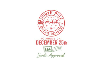 North Pole December 25th Special Delivery Postmark for Christmas Design