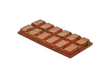 A dubai chocolate bar with green stripes on it