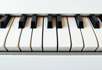 Clean, pristine white piano key, isolated on white background,  template,  design