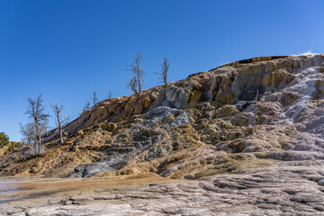 Mammoth Hot Springs, Yellowstone National Park , Wyoming. Hydrothermal System. calcium-carbonate waters. Terrace