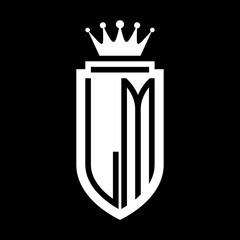 LM Vector logo initials shield with royal crown minimalist, elegant style
