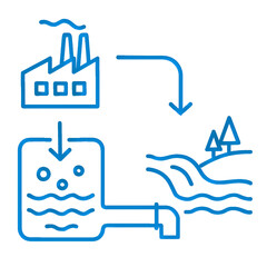 Obraz premium Industrial Water Pollution – Factory Waste Flow to Natural Landscape