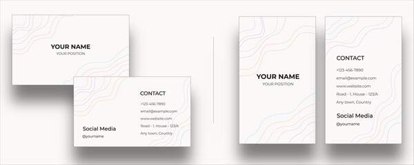 Gradient Line Business Card Template. Elegant Identity Template. Softline Business Card