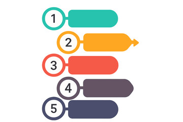 Vector business template for presentation. Infographic with 5 steps. Process chart for data visualization. Diagram with five abstract elements, options, or parts for workflow.