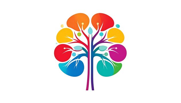 Colorful tree-shaped brain graphic