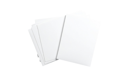 Three blank white sheets of paper overlapping