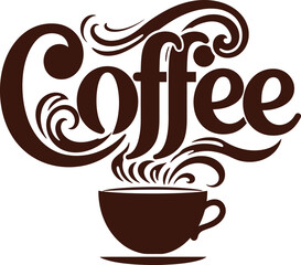 Coffee Typography Logo Art for Cafe Branding .