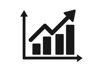 Growing graph chart icon. Business financial growth concept. Data analysis success diagram. Upward trend arrow. Progress report infographic. Market statistics vector.