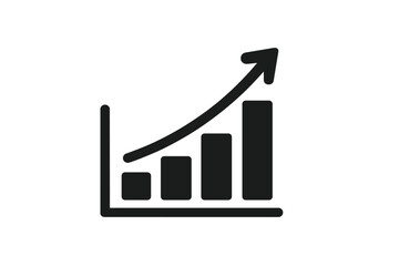 Growing bar chart icon. Growth graph symbol for business success and financial profit. Infographic diagram showing data increase and market progress. Vector illustration.