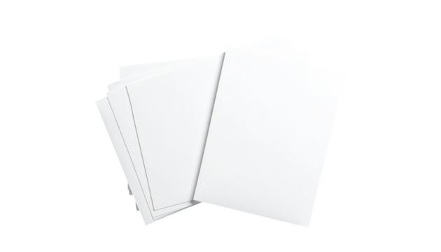 Three blank white sheets of paper overlapping
