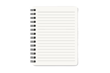 Realistic vector notebook template with spiral binding. Lined paper notepad mockup isolated on a background. Blank page for notes, diary, or journal. School or office.