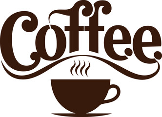 Hot Coffee Cup Retro Logo Vector Illustration.