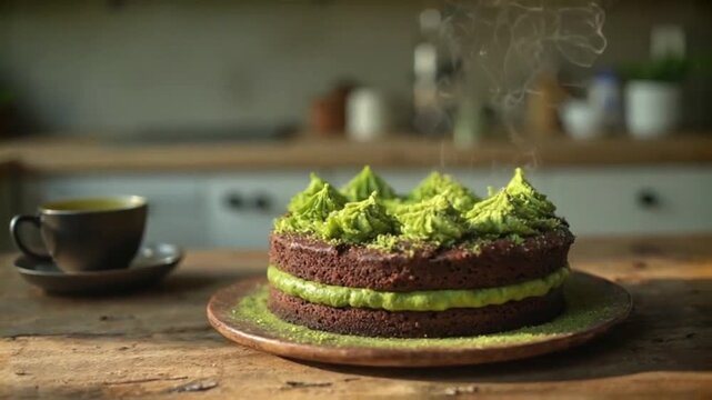 Delicious Matcha Cake Video Homemade Dessert with Green Frosting