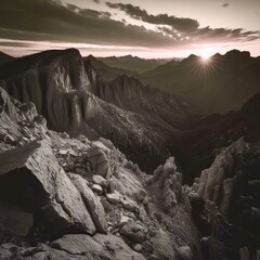 sunset in the mountains