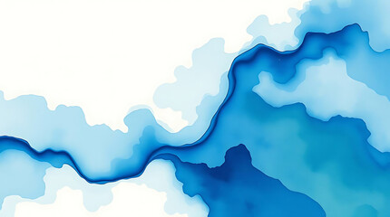 Obraz premium Dynamic blue watercolor background with flowing lines creating a sense of movement and depth isolated on white background