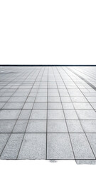 Fototapeta premium Perspective view of a light gray tiled floor