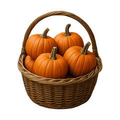 Obraz premium A photo realistic isolated cut-out of a [basket of pumpkins], high-resolution, no background, no border, natural lighting, transparent background, no background, no shadow