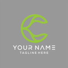 C Leaf Logo Design. Letter C Nature Logo