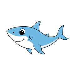 Cute Smiling Baby Shark Cartoon Vector Illustration