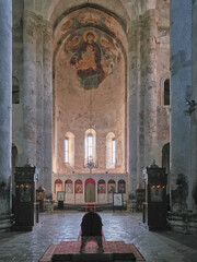 Alaverdi Monastery interior, near Akhmeta in Kakheti. Kakheti is a region in eastern Georgia with Telavi as its capital