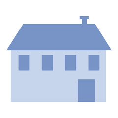 Simple abstract blue house illustration. Minimalist geometric dwelling for architectural concepts and urban landscape background.