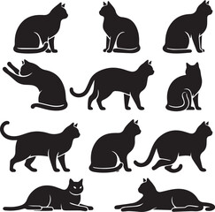 set of cats silhouettes