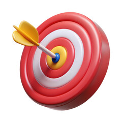 3d dartboard with arrow hit isolated on transparent background