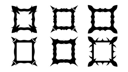 set of vector silhouettes Gothic frame.