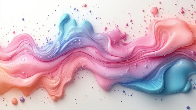 Colorful Swirls of Liquid Paint in Vibrant Pastel Shades