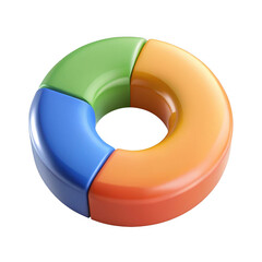 3d donut chart isolated on transparent background