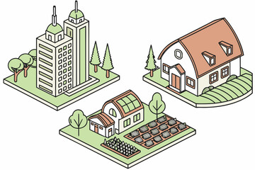 Naklejka premium Climate migration cities