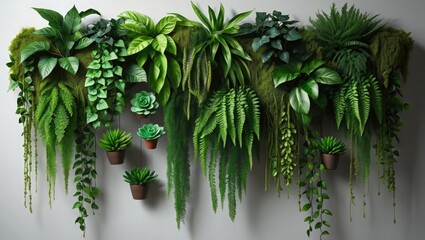 Lush Green Vertical Garden Wall With Hanging Plants