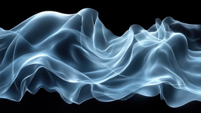Ethereal Wave Patterns of Light and Smoke on a Dark Background
