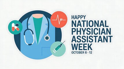 Celebrating national physician assistant week with medical symbols and a stethoscope representing healthcare professionals and their dedication