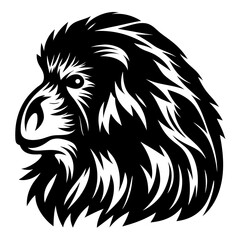 Obraz premium Black and White Lion Head Vector Illustration with Intricate Fur Detail