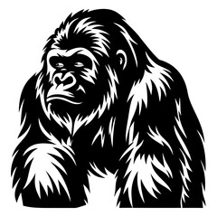 Obraz premium Majestic Gorilla in Black and White Bold Vector Art Illustration