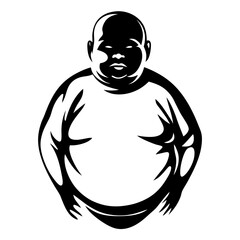 Stylized Vector Illustration of a Serene and Plump Meditating Figure