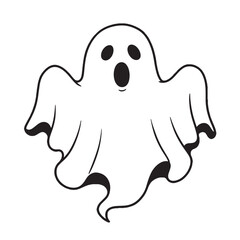 Simple cartoon ghost with open mouth and large eyes