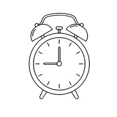 Simple hand drawn illustration of an alarm clock with bells
