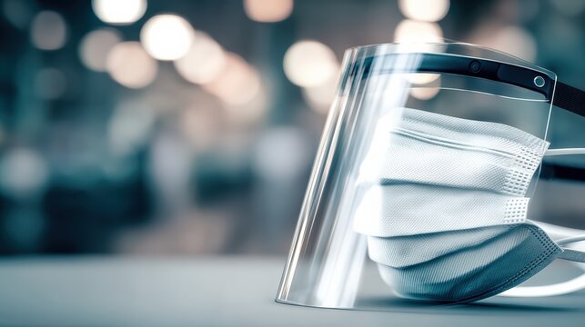 Protective face shield and mask setup for safety in healthcare and public environments - Powered by Adobe