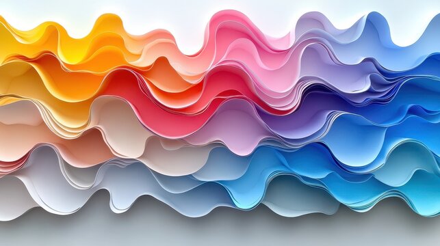 Colorful Wavy Paper Layers Displaying Smooth Fluid Design Texture
