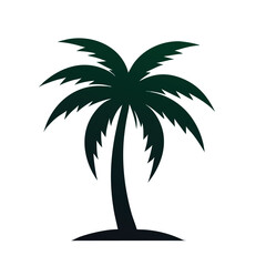 Obraz premium Vector illustration Dark green silhouette of a single palm tree on white background