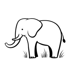 Obraz premium African Elephant. African Elephant simple black and white line art vector logo